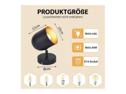 NETTLIFE Lámpara de techo E14 Foco de techo Dorado Negro Lámpara de pasillo industrial vintage