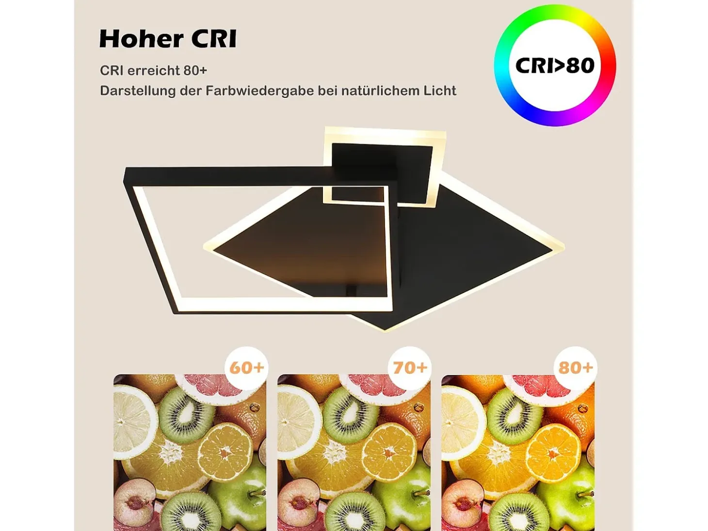NETTLIFE Lámpara de Techo LED Negra Regulable 50W Lámpara de Salón de Diseño Moderno con Control Remoto de Metal para Comedor Cocina Dormitorio