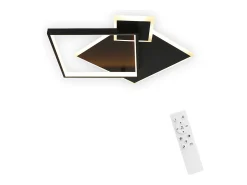 NETTLIFE Lámpara de Techo LED Negra Regulable 50W Lámpara de Salón de Diseño Moderno con Control Remoto de Metal para Comedor Cocina Dormitorio