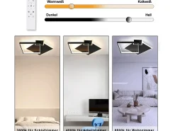 NETTLIFE Lámpara de Techo LED Negra Regulable 50W Lámpara de Salón de Diseño Moderno con Control Remoto de Metal para Comedor Cocina Dormitorio