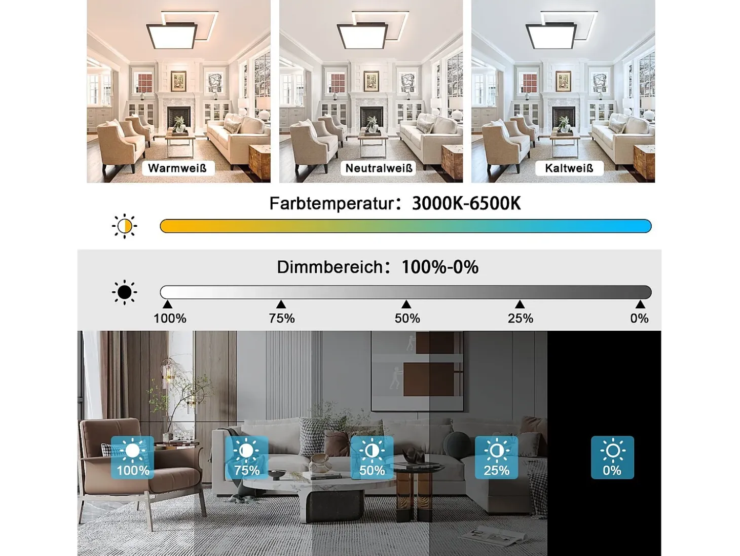 NETTLIFE Lámpara de Techo LED 46W Sala de Estar Lámpara de Moderna Regulable Negra con Diseño de Cielo Estrellado para Dormitorio Estudio Hotel