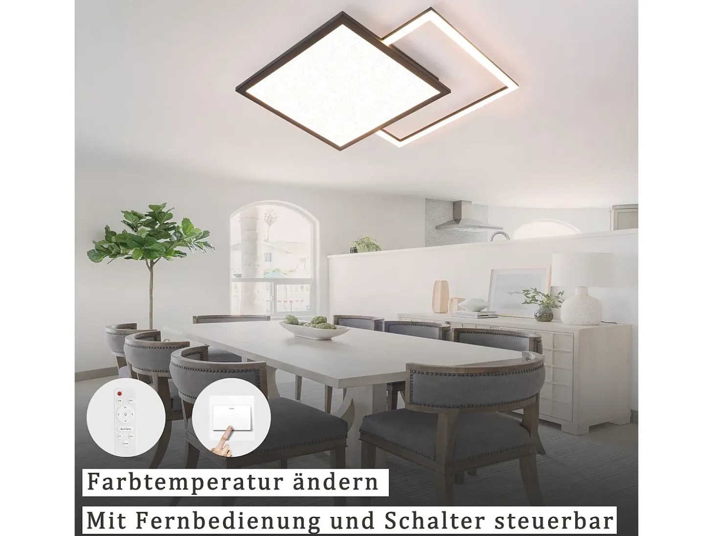 NETTLIFE Lámpara de Techo LED 46W Sala de Estar Lámpara de Moderna Regulable Negra con Diseño de Cielo Estrellado para Dormitorio Estudio Hotel