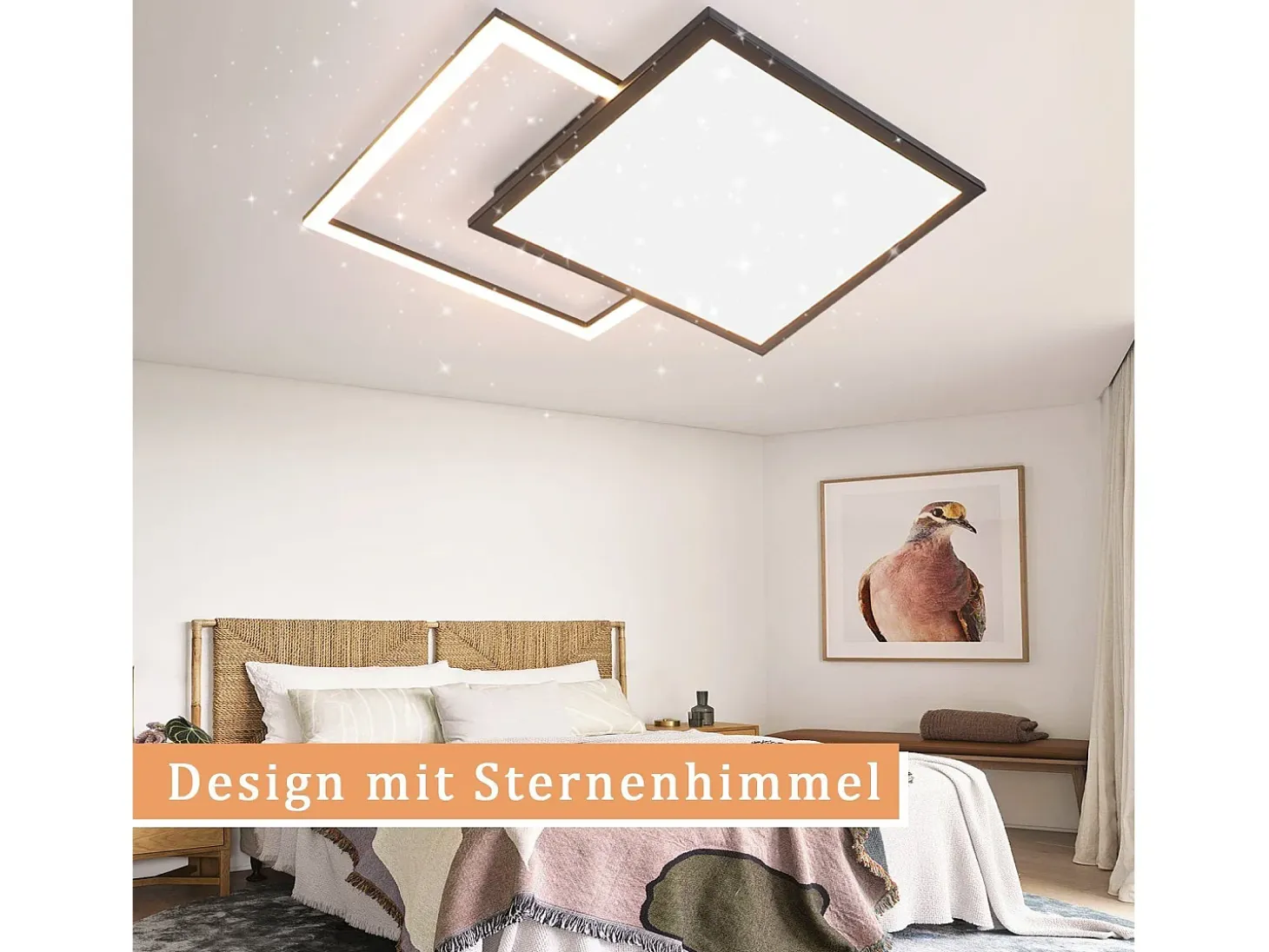 NETTLIFE Lámpara de Techo LED 46W Sala de Estar Lámpara de Moderna Regulable Negra con Diseño de Cielo Estrellado para Dormitorio Estudio Hotel