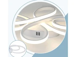 NETTLIFE Lámpara de Techo LED Regulable 66 cm Lámpara de Dormitorio Blanca Moderna de 65 W con Control Remoto Grande para Sala de Estar Estudio