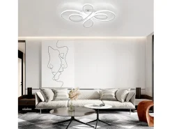 NETTLIFE Lámpara de Techo LED Regulable 66 cm Lámpara de Dormitorio Blanca Moderna de 65 W con Control Remoto Grande para Sala de Estar Estudio