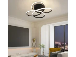 NETTLIFE Lámpara de techo LED para pasillo, color negro, diseño moderno, regulable, con mando a distancia, para cocina, 44 W