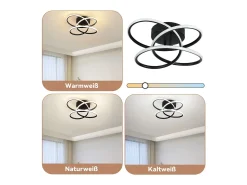 NETTLIFE Lámpara de techo LED para pasillo, color negro, diseño moderno, regulable, con mando a distancia, para cocina, 44 W