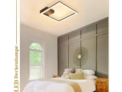 NETTLIFE Lámpara de Techo LED 12W Lámpara de Cristal Blanco Cálido 3000K Luz Negra Lámpara de Metal Cuadrada Moderna para Sala de Estar Dormitorio