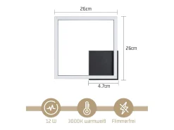 NETTLIFE Lámpara de techo LED para cocina, luz de techo, blanco cálido, negro, diseño moderno, 3000K, 12W