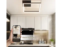 NETTLIFE Lámpara de techo LED para cocina, luz de techo, blanco cálido, negro, diseño moderno, 3000K, 12W