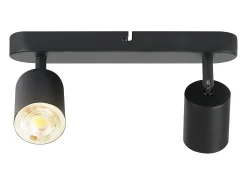 NETTLIFE Lámpara de techo de metal negro 2 focos orientable 330° diseño GU10 para salón pasillo escalera cocina (bombillas no incluidas)