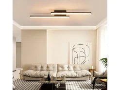 NETTLIFE Lámpara de Techo LED Negra 12W Lámpara de Metal de Cristal Moderna Luz Cálida 3000K para Dormitorio Pasillo Cocina Oficina Sala de Estar