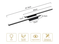NETTLIFE Lámpara de Techo LED Negra 12W Lámpara de Metal de Cristal Moderna Luz Cálida 3000K para Dormitorio Pasillo Cocina Oficina Sala de Estar