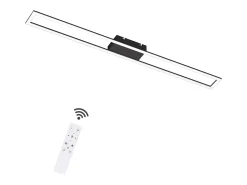NETTLIFE Lámpara de techo para habitación LED de 40W regulable con control remoto, lámpara para salón moderna de 108 cm de largo, color negro.