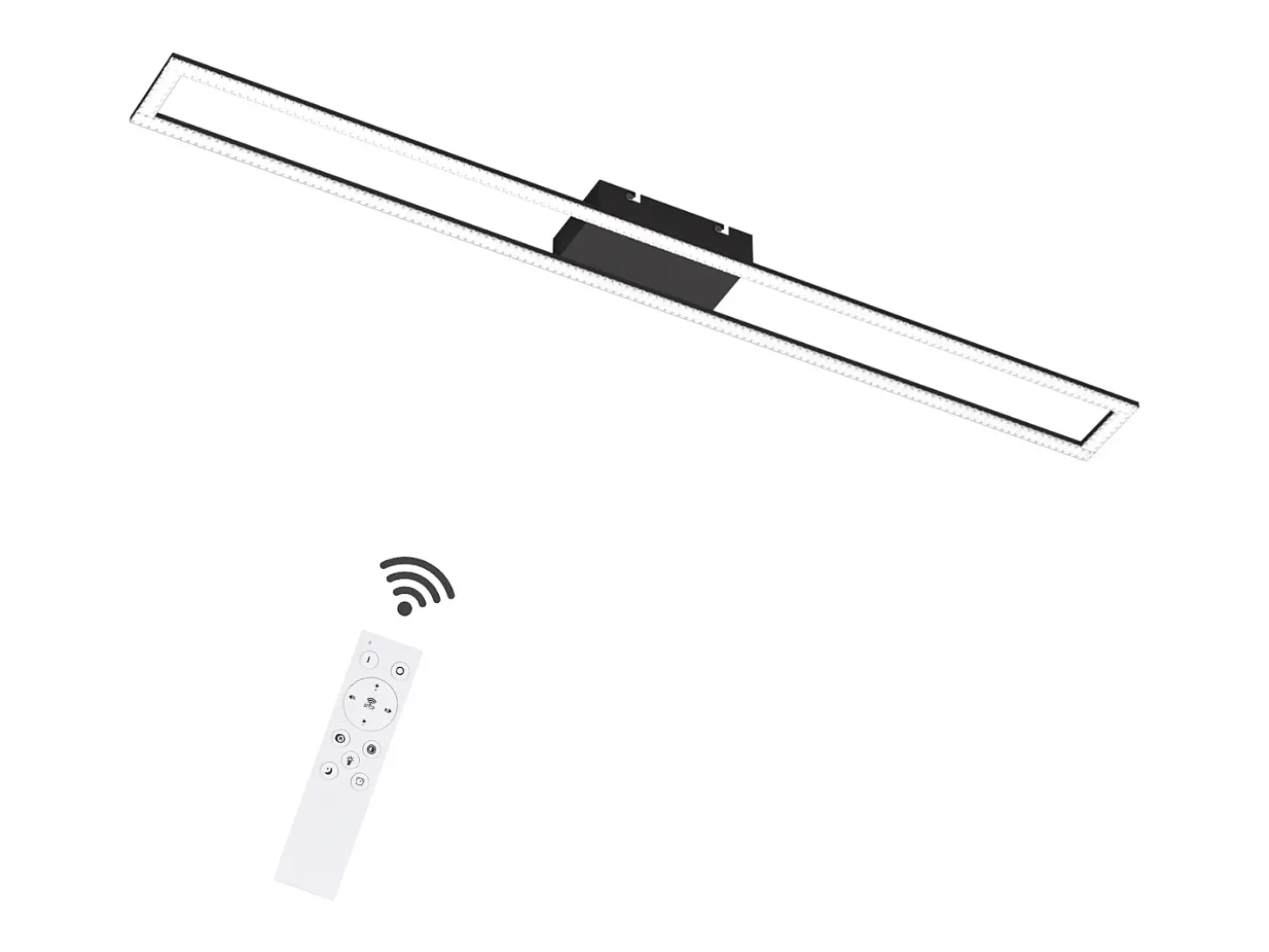 NETTLIFE Lámpara de techo para habitación LED de 40W regulable con control remoto, lámpara para salón moderna de 108 cm de largo, color negro.