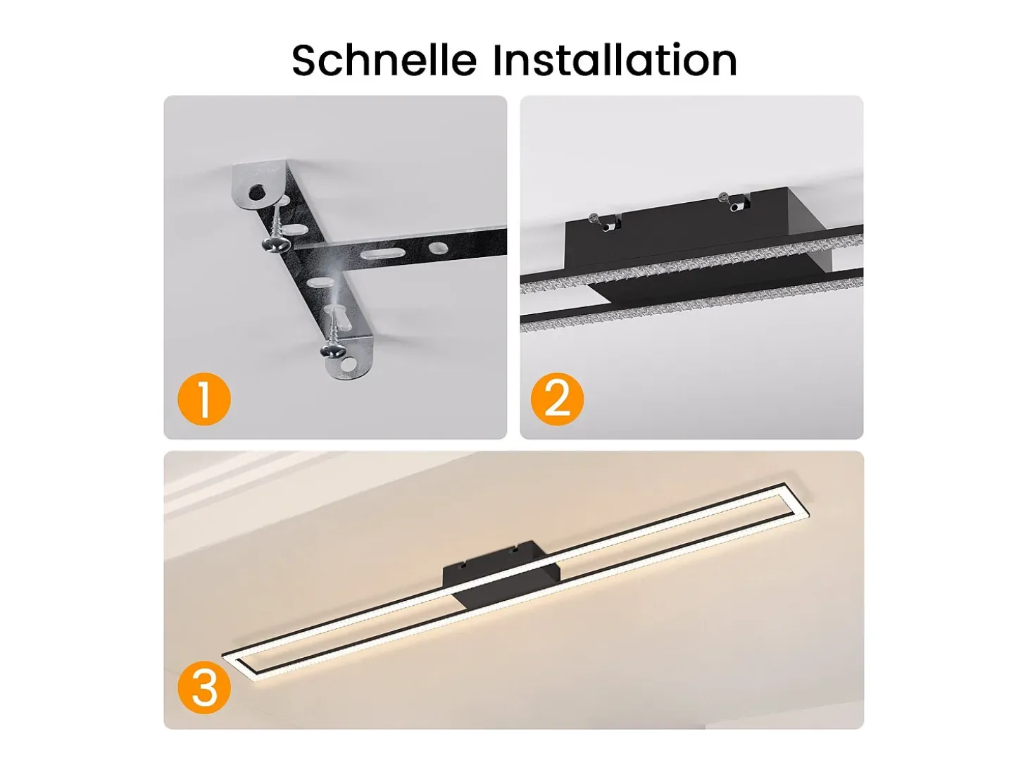 NETTLIFE Lámpara de techo para habitación LED de 40W regulable con control remoto, lámpara para salón moderna de 108 cm de largo, color negro.