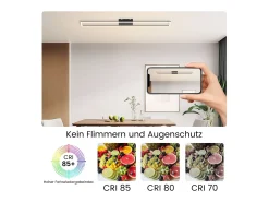 NETTLIFE Lámpara de techo para habitación LED de 40W regulable con control remoto, lámpara para salón moderna de 108 cm de largo, color negro.