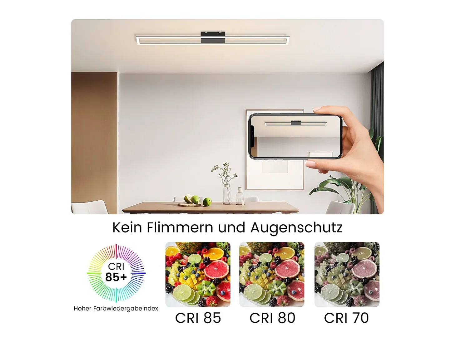 NETTLIFE Lámpara de techo para habitación LED de 40W regulable con control remoto, lámpara para salón moderna de 108 cm de largo, color negro.