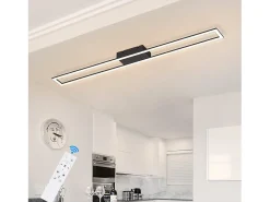 NETTLIFE Lámpara de techo para habitación LED de 40W regulable con control remoto, lámpara para salón moderna de 108 cm de largo, color negro.
