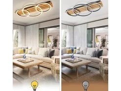 NETTLIFE Lámpara de techo LED regulable: 70 cm, lámpara de salón, 46 W, lámpara de dormitorio moderna, iluminación de techo negra con control remoto,