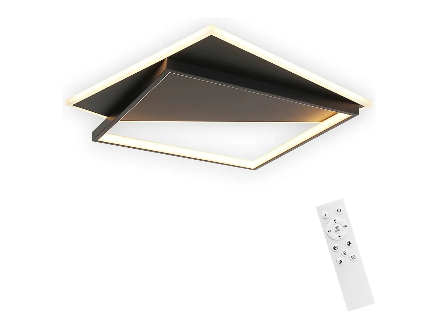 NETTLIFE Lámpara de Techo LED de Diseño Moderno 53W Negro Regulable con Control Remoto Sala de Estar para Dormitorio Cocina Pasillo Oficina
