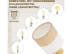 NETTLIFE Lámpara de techo LED 2 focos Lámpara de techo Lámpara de pasillo Madera E14 Vintage Ajustable 350°