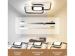 NETTLIFE Lámpara de Techo LED Metal Negro 48W Dormitorio Moderno Salón Regulable con Diseño Lámpara Infantil Cocina Comedor
