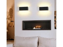 NETTLIFE Lámpara LED de pared interior - 2 en 1, Negro, 5W, Arriba/Abajo, 3000K Blanco cálido, Ajustable