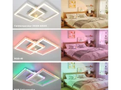 NETTLIFE Lámpara LED de techo para dormitorio, lámpara regulable moderna que cambia de Color RGB con Control remoto, sala de estar de 35W