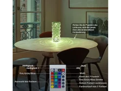 NETTLIFE Lámpara LED mesa inalámbrica, mesita noche, RGB táctil recargable, Dormitorio, Control remoto 16 colores