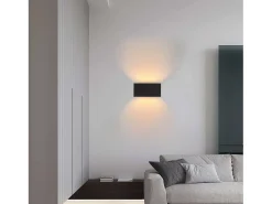 NETTLIFE Lámpara LED mural Negra IP65, Luz Blanca Cálida Ajustable G9, Para Interior y Exterior, Salón