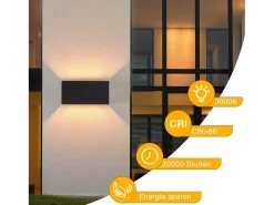 NETTLIFE Lámpara LED mural Negra IP65, Luz Blanca Cálida Ajustable G9, Para Interior y Exterior, Salón