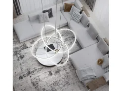 NETTLIFE Lámpara LED para salón, lámparas colgantes, mesa de comedor, blanca, 62W, regulable con mando a distancia