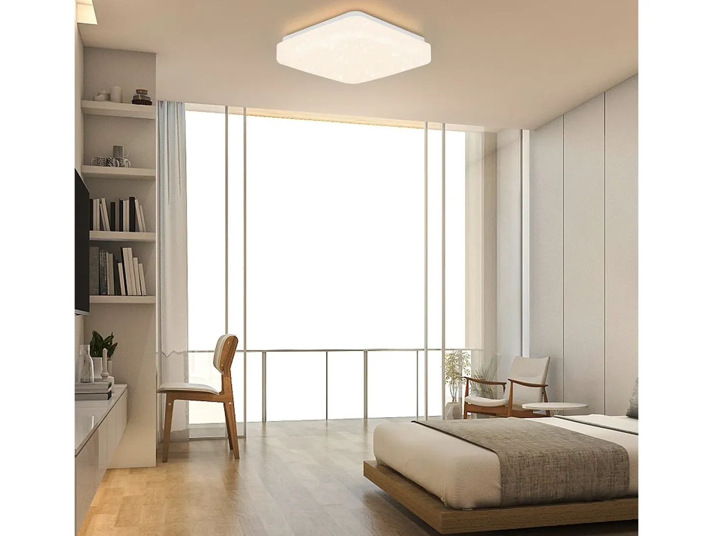 NETTLIFE Lámpara techo LED 15W, Dormitorio cielo estrellado 21cm, Blanca cálida, Estrella cuadrada, Decoración cocina, Niños, Oficina