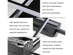 NETTLIFE Lámpara techo LED, Iluminación moderna 3 cuadrados, 67x47x10cm, Metal 35W, Pared, Negro, 3000K