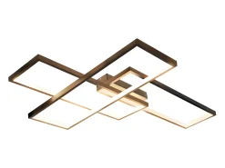 NETTLIFE Lámpara techo LED, Iluminación moderna 3 cuadrados, 67x47x10cm, Metal 35W, Pared, Negro, 3000K