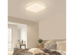 NETTLIFE Lámpara techo LED, cielo estrellado, control remoto, 37W, para dormitorio infantil, cuadrada 28cm, ideal para salón, cocina, pasillo.