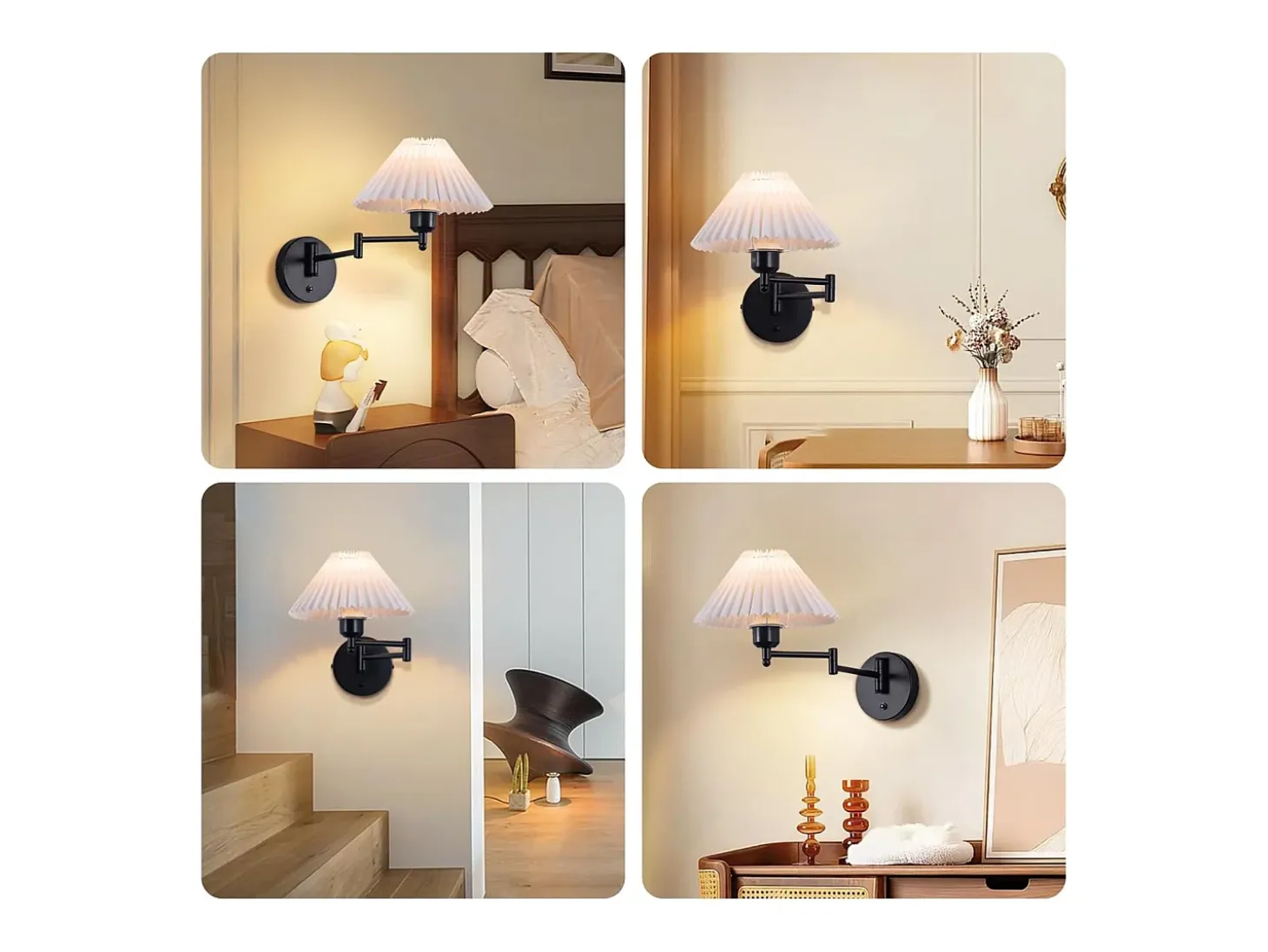 NETTLIFE Lote de 2 adhesivos, adhesivo interior vintage: Difusor E27, retroiluminación pared orientable, 40W.MAX, blanco, sin bombilla.