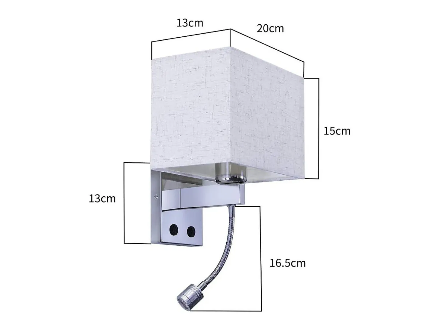 NETTLIFE lote de 2 lámparas murales LED para interiores, para habitación, aplique para salón, lámpara de cabecera, cama de tela con brazo de lectura flexible E27.