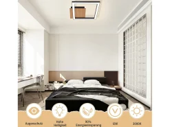 NETTLIFE luces de techo LED, luz de techo de 3000K, blanco cálido moderno, 12W, madera pequeña.