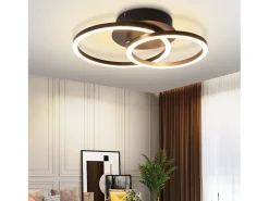 NETTLIFE Luces LED de techo, lámpara de techo de 24W, diseño moderno redondo, blanco cálido 3000K, negro, 2 anillos.