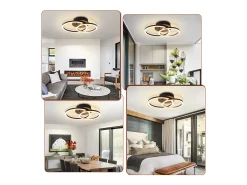 NETTLIFE Luces LED de techo, lámpara de techo de 24W, diseño moderno redondo, blanco cálido 3000K, negro, 2 anillos.