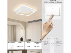 NETTLIFE Luz de techo LED 48cm 53W lámpara de dormitorio lámparas modernas sala de estar diseño blanco para pasillo