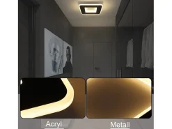 NETTLIFE Luz de techo LED 23W negro 24cm lámpara de cocina blanca cálida diseño moderno lámpara cuadrada de dormitorio pasillo para sala de estar