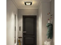 NETTLIFE Luz de techo LED 23W negro 24cm lámpara de cocina blanca cálida diseño moderno lámpara cuadrada de dormitorio pasillo para sala de estar