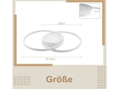 NETTLIFE Luz de Techo LED Regulable con Control Remoto 48W Blanco Diseño para el Salón Dormitorio Lámpara Moderna para Cocina Oficina