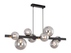 NETTLIFE Mesa de comedor suspendida, lámpara de techo para salón, suspensión G9, suspensión de 8 bombillas transparentes.