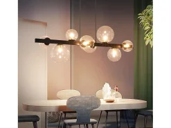 NETTLIFE Mesa de comedor suspendida, lámpara de techo para salón, suspensión G9, suspensión de 8 bombillas transparentes.