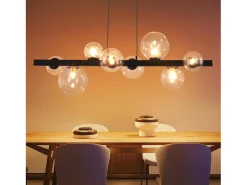NETTLIFE Mesa de comedor suspendida, lámpara de techo para salón, suspensión G9, suspensión de 8 bombillas transparentes.