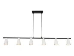 NETTLIFE Mesa de comedor suspendida, lámpara colgante de 6 bombillas - Lámpara de mesa de comedor suspendida, blanco moderno, negro, GU10, metal.